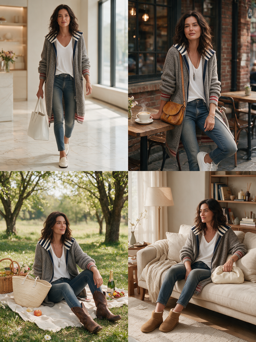 Tiffany | Stylish Striped Longline Zip-Up Cardigan