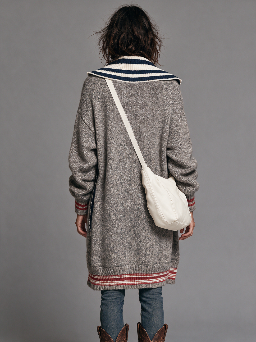Tiffany | Stylish Striped Longline Zip-Up Cardigan