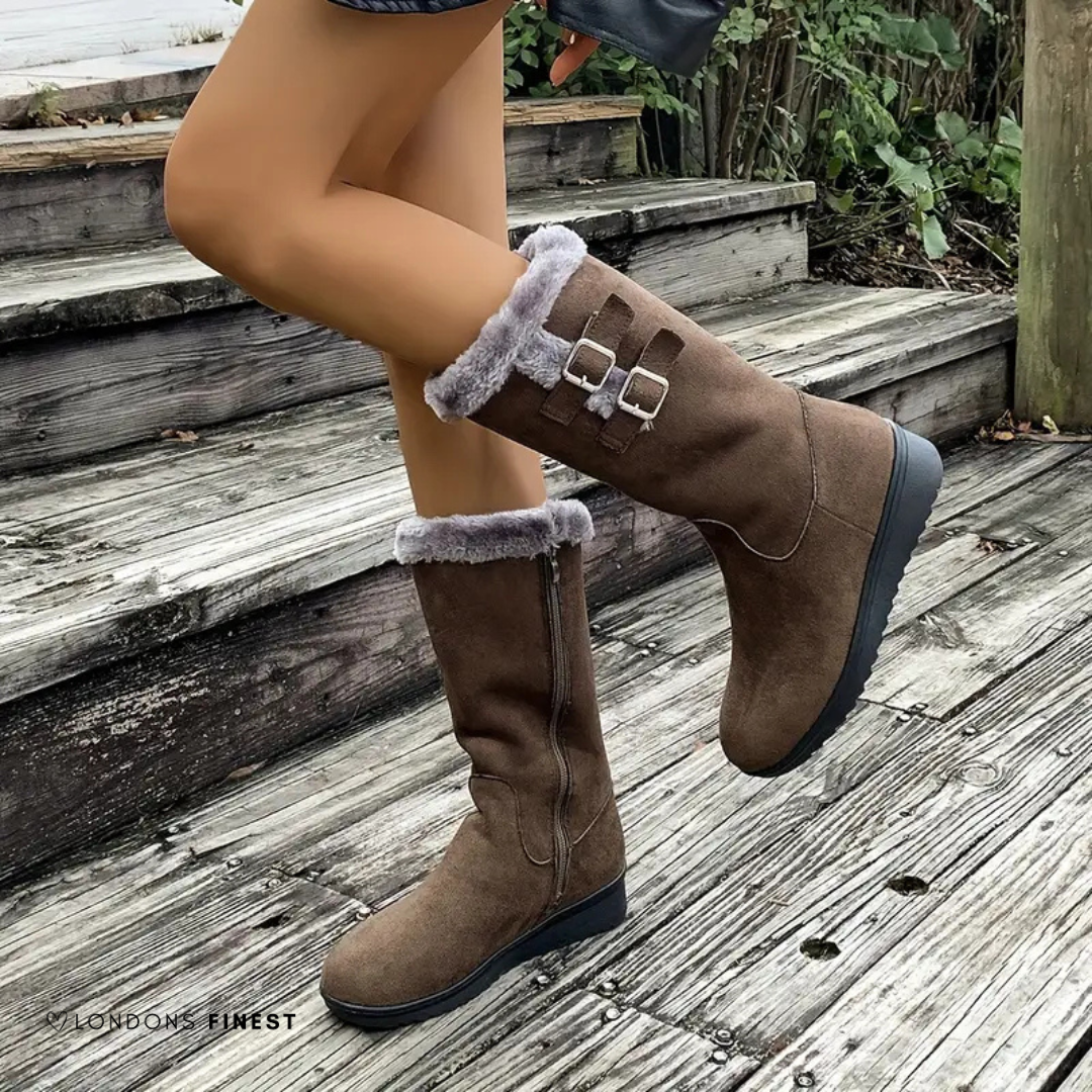 Victoria | Sophisticated Plush Cuff Mid-Calf Winter Boots